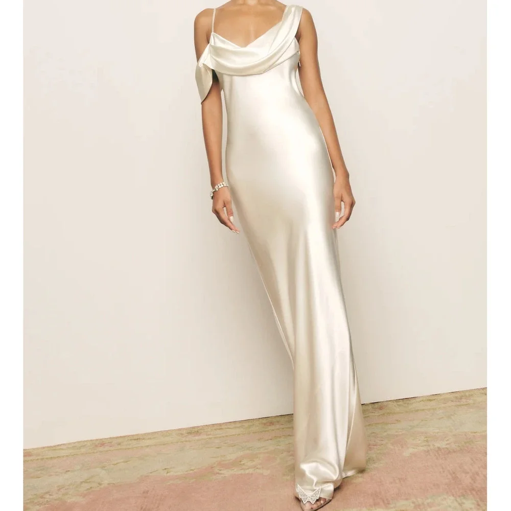 Reformation Ronda Silk Dress Ivory - Picture 13 of 13